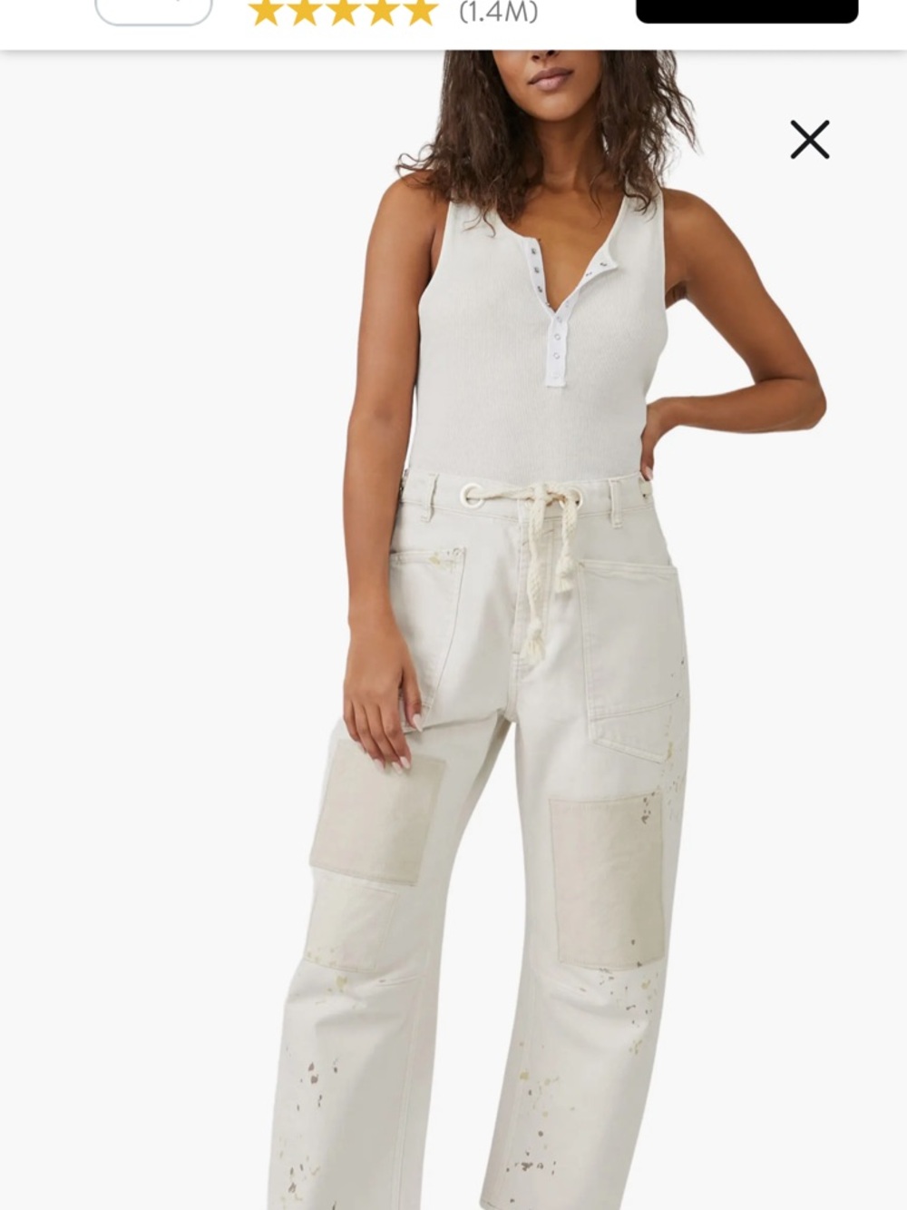 We the Free Moxie Paint Fleck Cotton Utility Pants NWOT - Picture 6 of 8